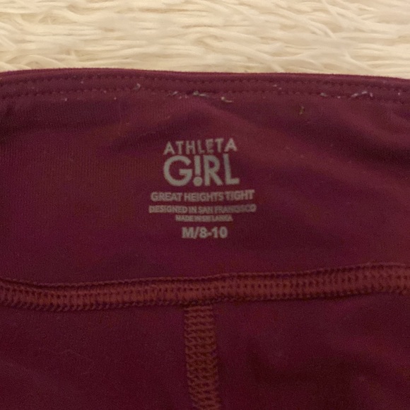 Athleta girls purple full length leggings. Mesh details on ankle and pockets. - Picture 4 of 4